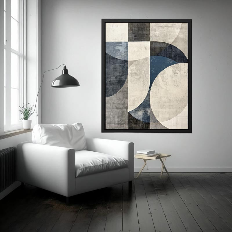 Blue gray geometric abstract Canvas Print