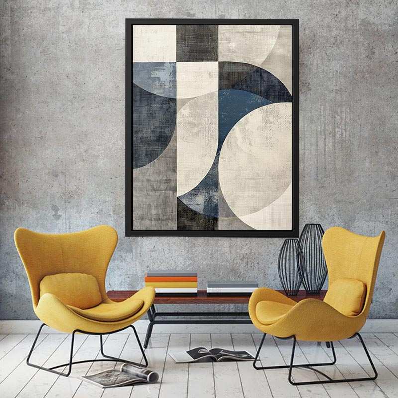 Blue gray geometric abstract Canvas Print