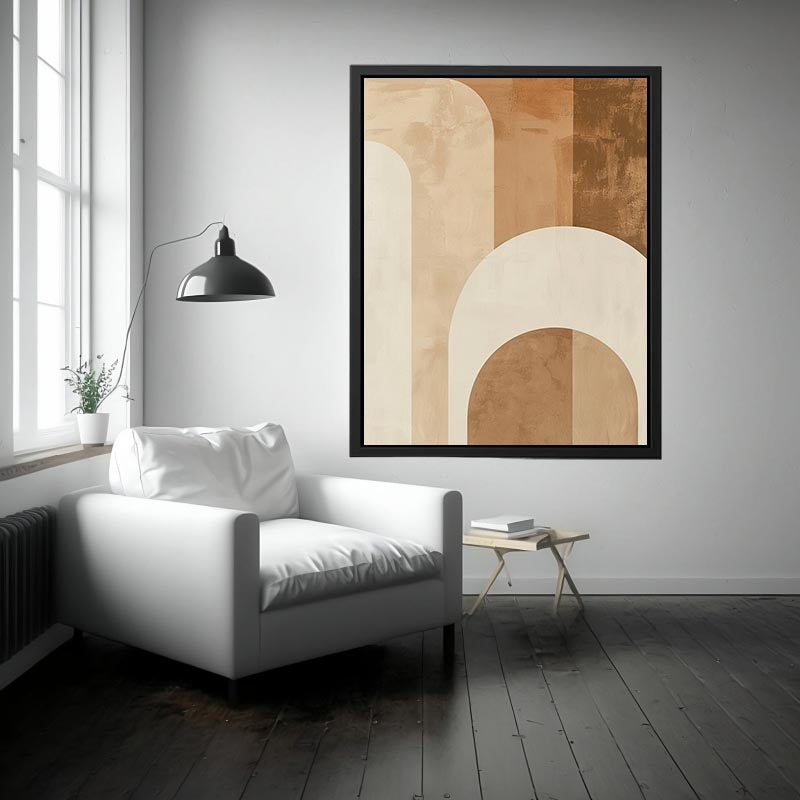 Neutral abstract arches Canvas Print with warm beige tones