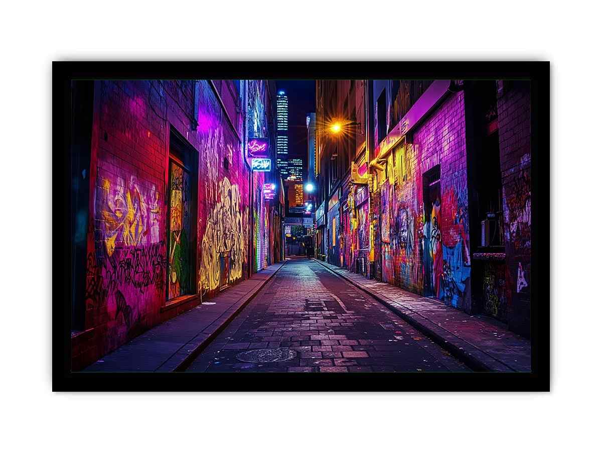 Neon graffiti alley Canvas Print