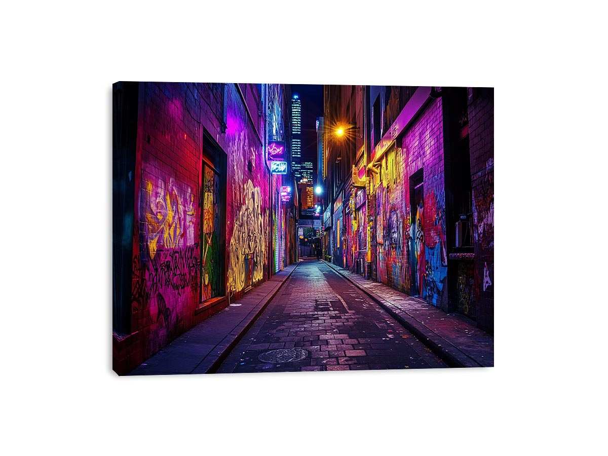 Neon graffiti alley Canvas Print