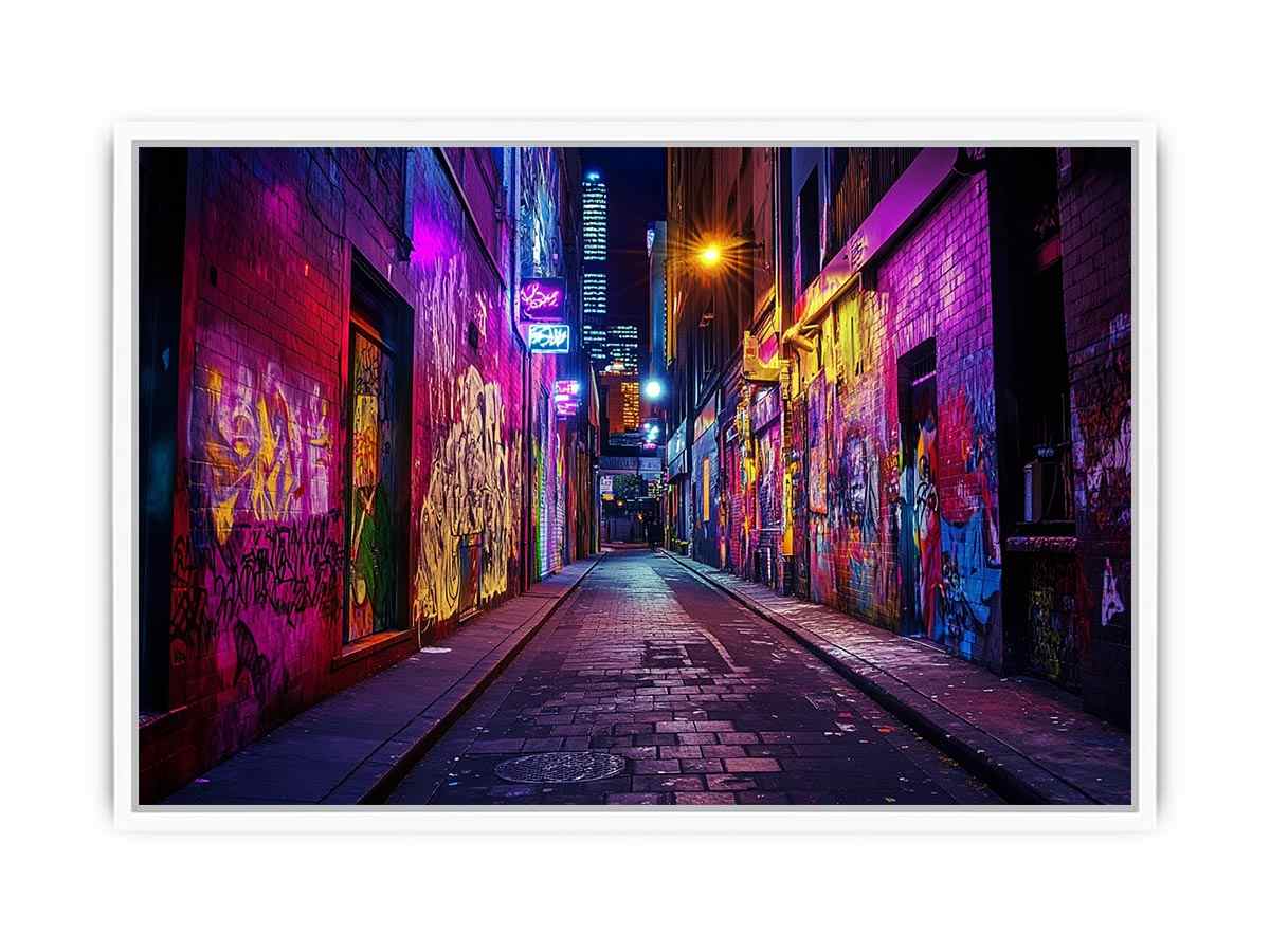 Neon graffiti alley Canvas Print