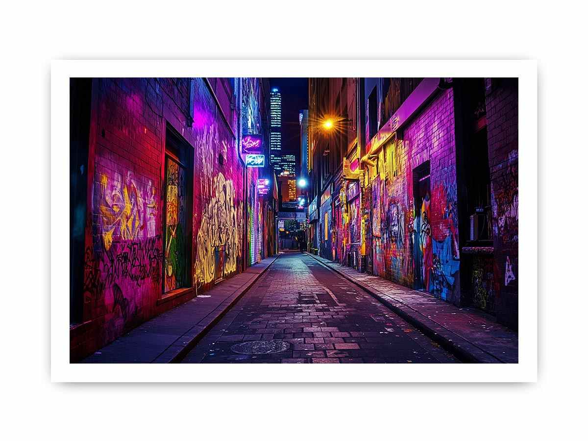 Neon graffiti alley Canvas Print