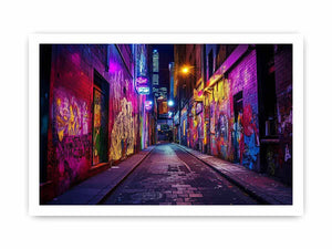 Neon graffiti alley Canvas Print