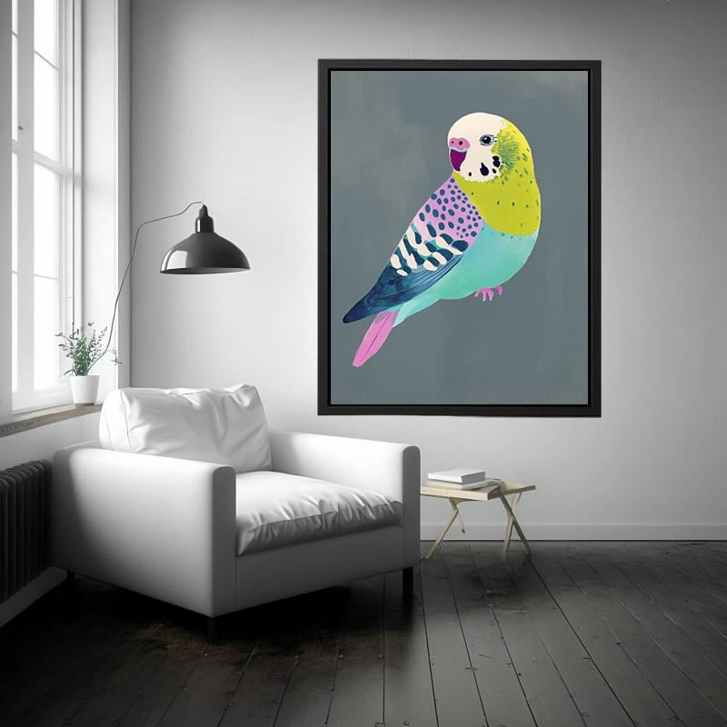 Colorful budgie bird illustration Canvas Print