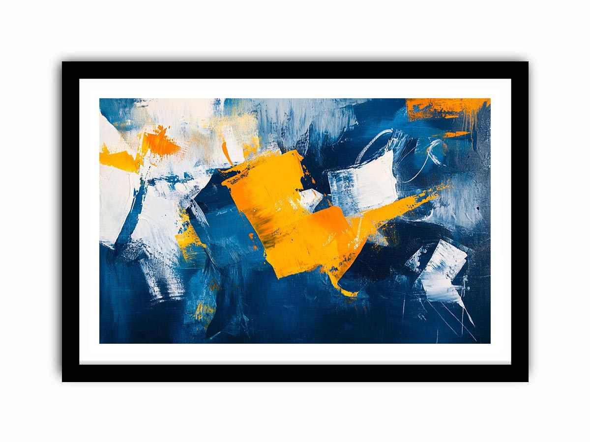 Blue and gold abstract painting