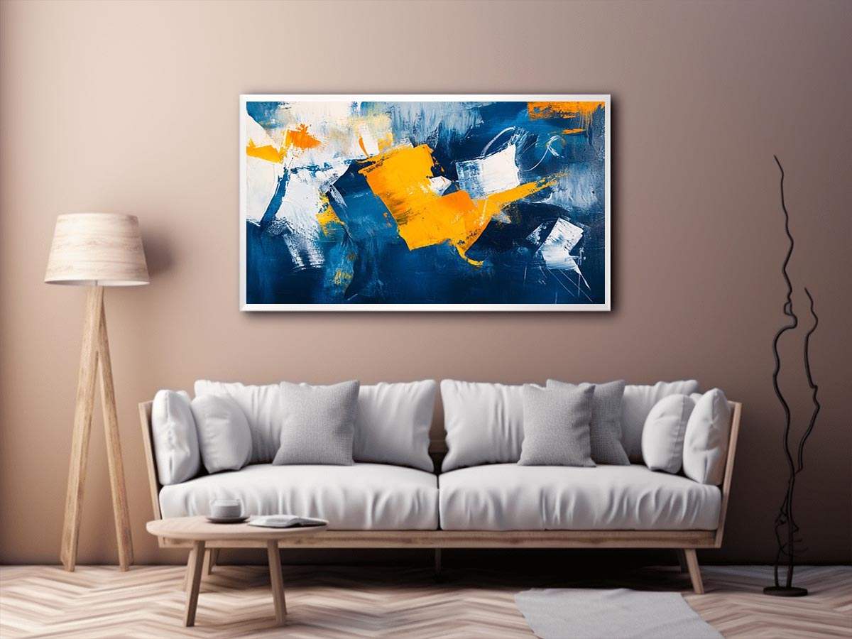 Blue and gold abstract painting
