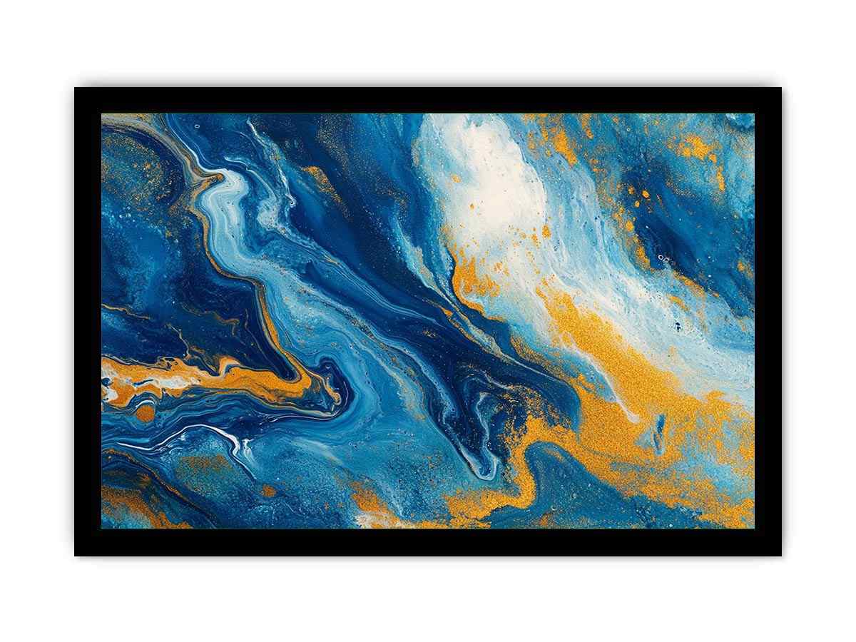 Blue and gold fluid abstract artwork