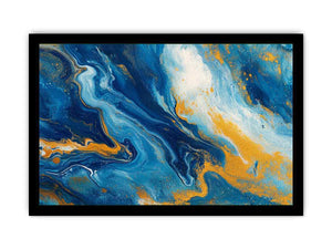 Blue and gold fluid abstract artwork