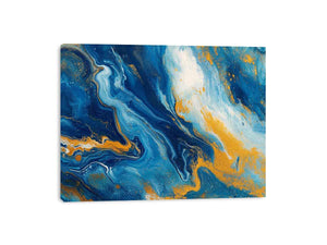 Blue and gold fluid abstract artwork