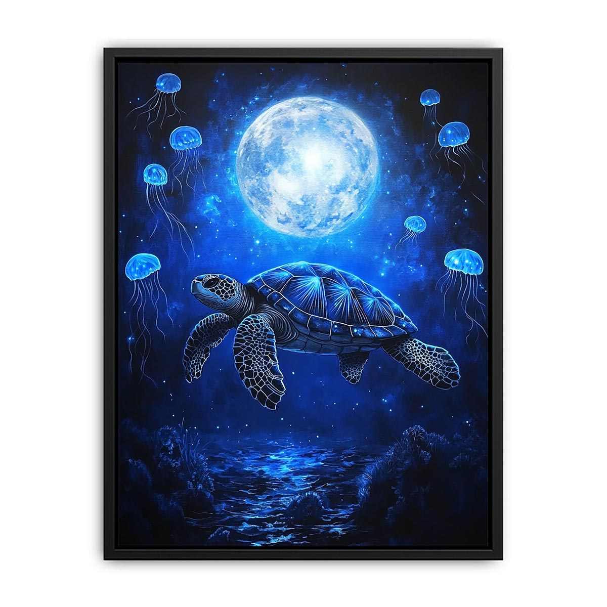 Fantasy sea turtle and jellyfish artwork