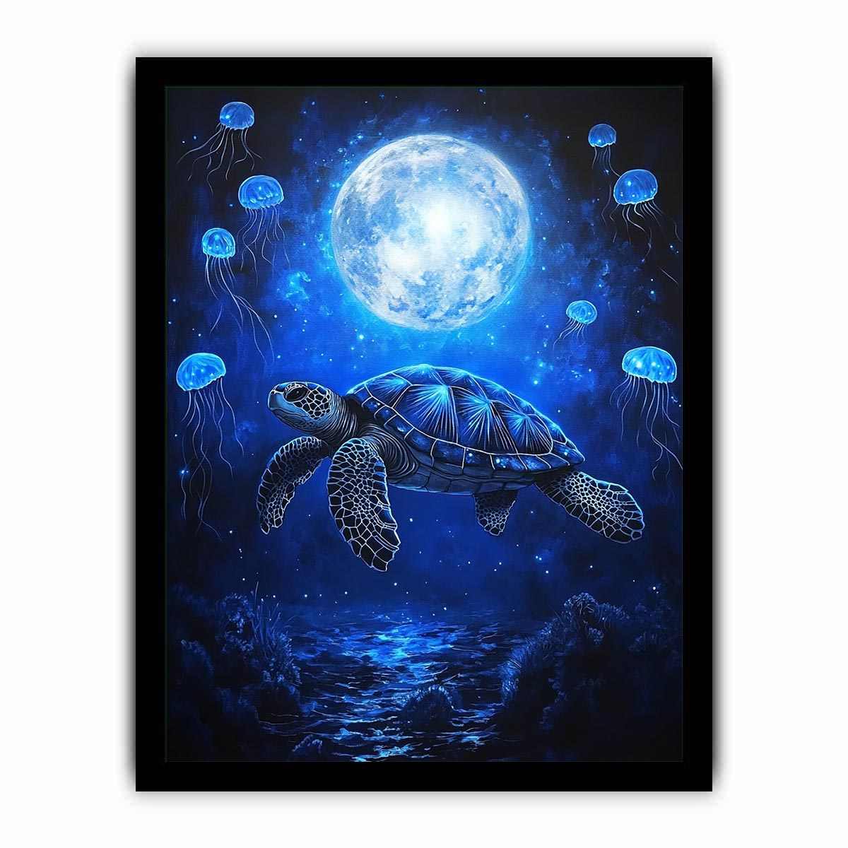 Fantasy sea turtle and jellyfish artwork