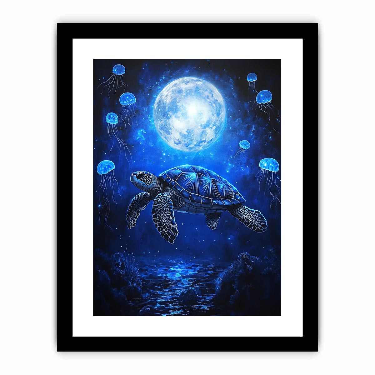 Fantasy sea turtle and jellyfish artwork