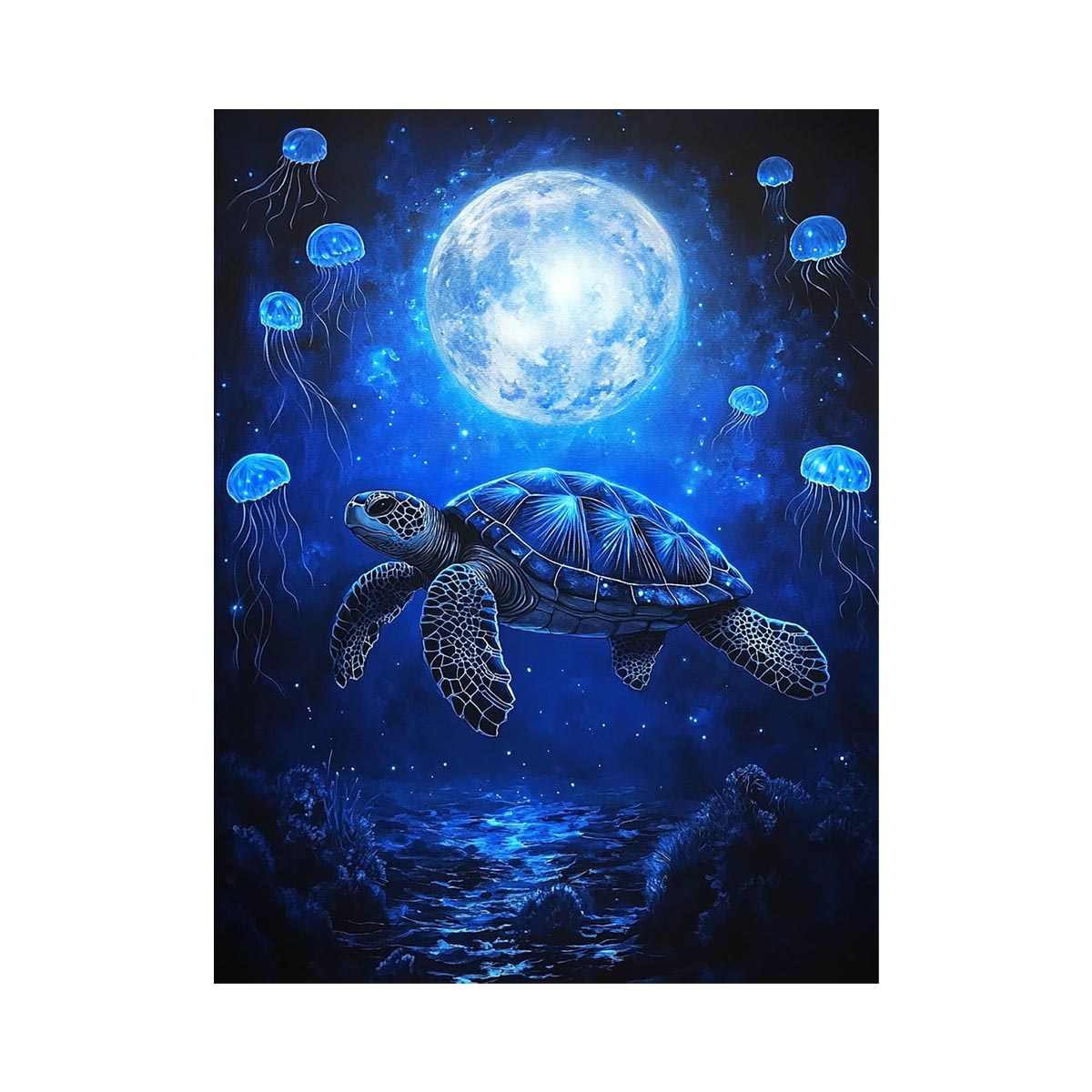 Fantasy sea turtle and jellyfish artwork