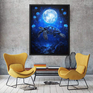 Fantasy sea turtle and jellyfish artwork