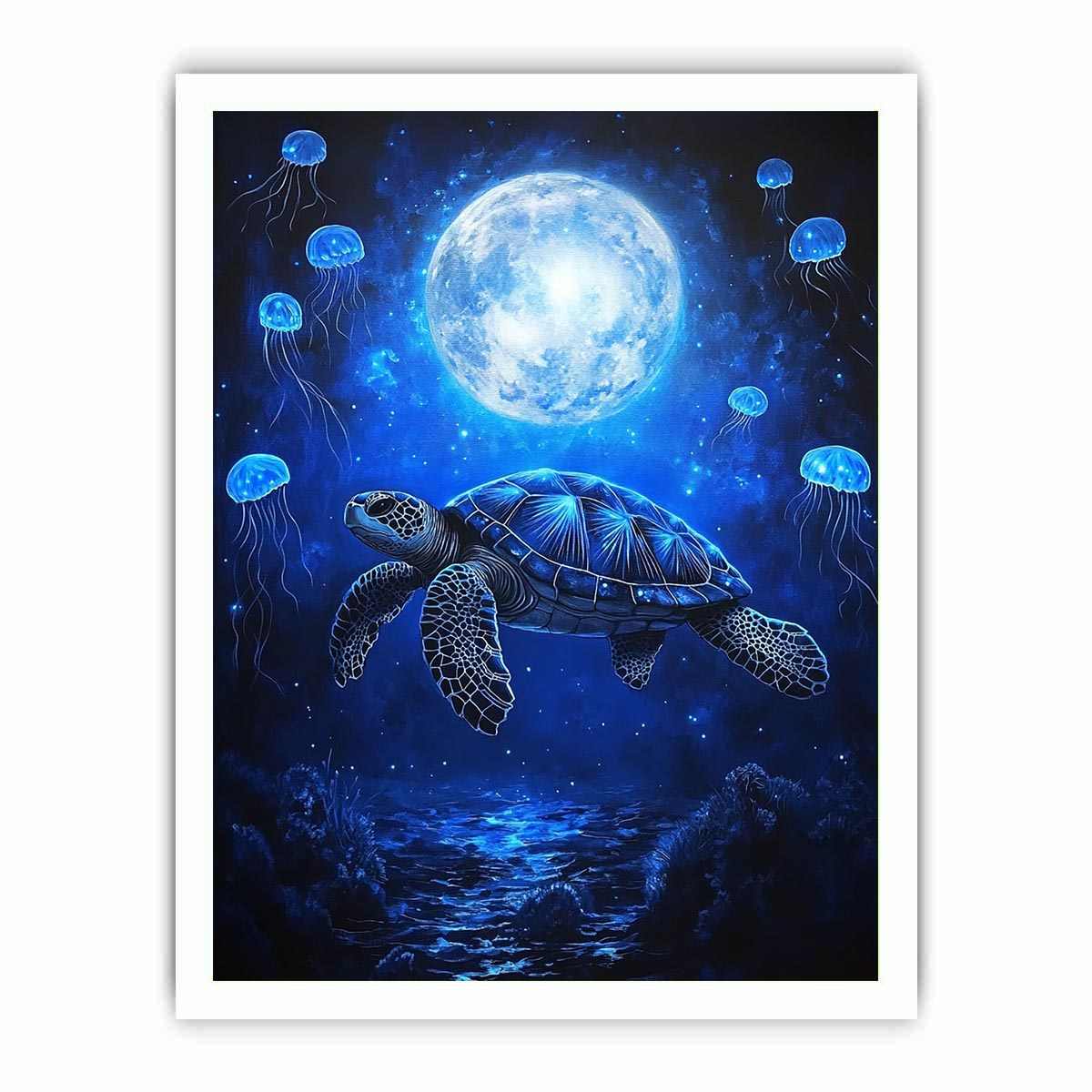 Fantasy sea turtle and jellyfish artwork