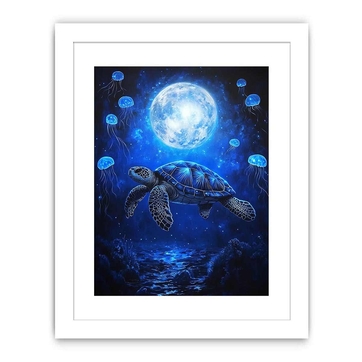 Fantasy sea turtle and jellyfish artwork
