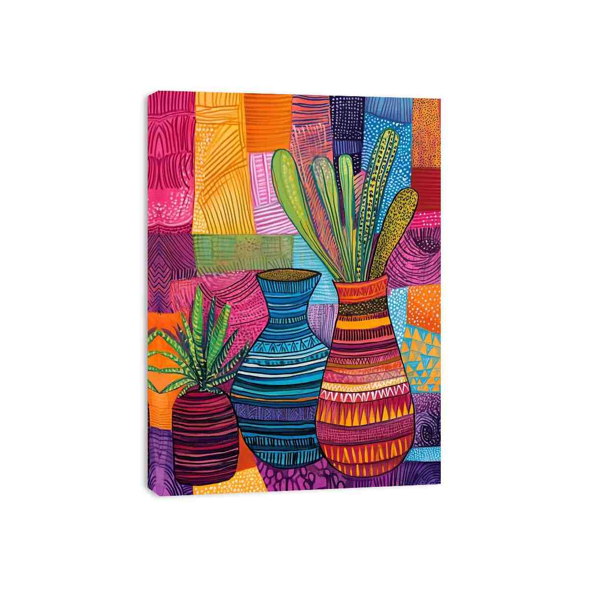 Colorful patterned vase artwork