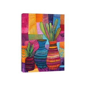 Colorful patterned vase artwork