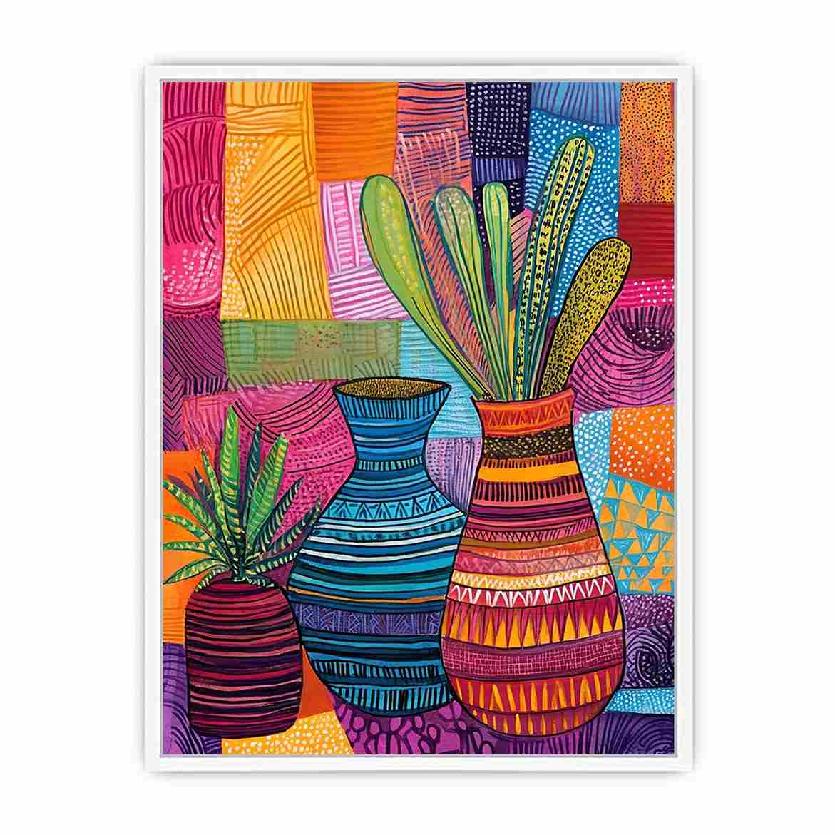 Colorful patterned vase artwork