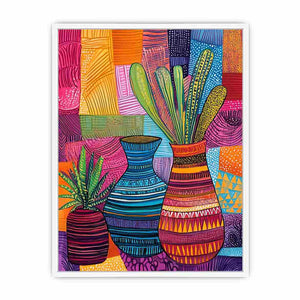 Colorful patterned vase artwork