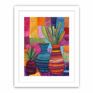 Colorful patterned vase artwork
