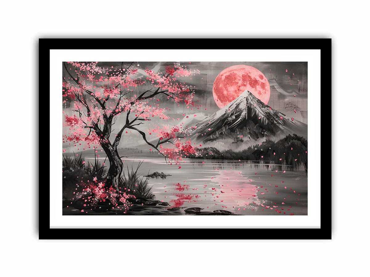 Cherry blossom moon landscape Canvas Print