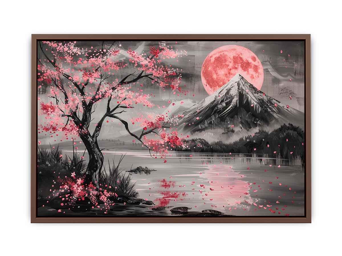 Cherry blossom moon landscape Canvas Print