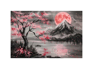 Cherry blossom moon landscape Canvas Print