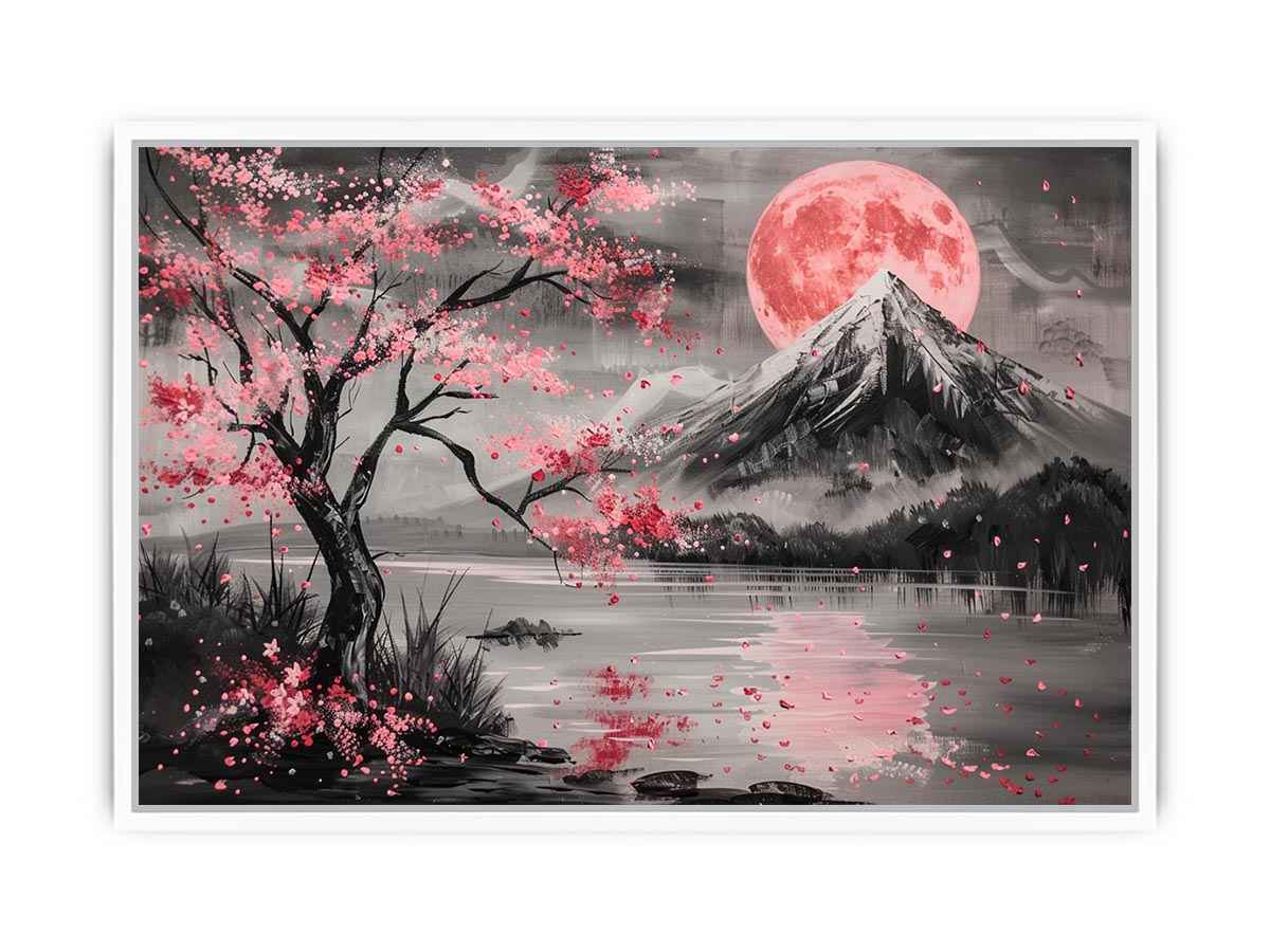 Cherry blossom moon landscape Canvas Print
