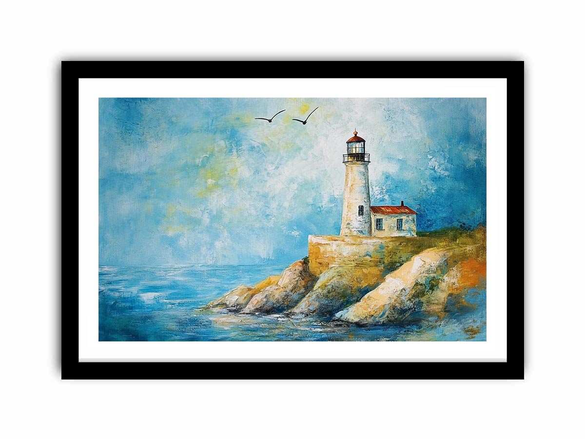 Soft coastal lighthouse watercolor Canvas Print