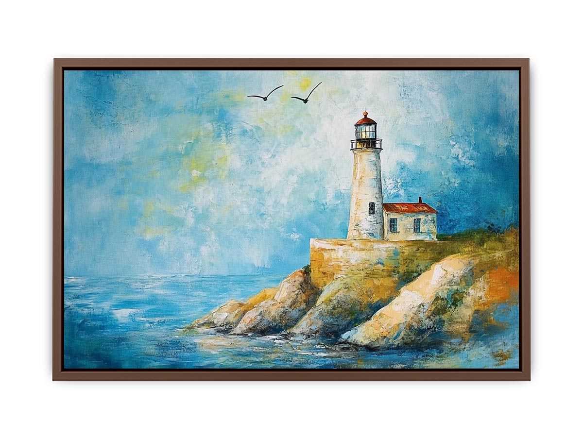 Soft coastal lighthouse watercolor Canvas Print