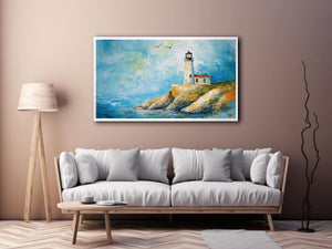 Soft coastal lighthouse watercolor Canvas Print