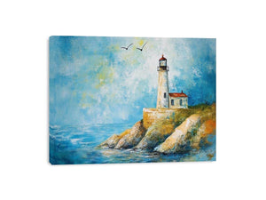 Soft coastal lighthouse watercolor Canvas Print