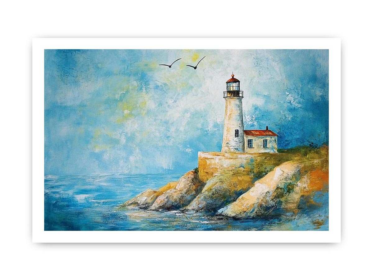 Soft coastal lighthouse watercolor Canvas Print
