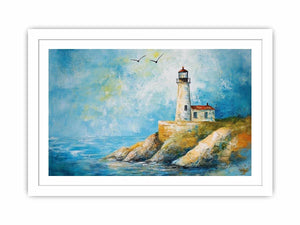 Soft coastal lighthouse watercolor Canvas Print