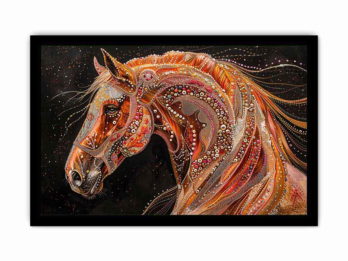 Decorative horse portrait Canvas Print with jeweled details