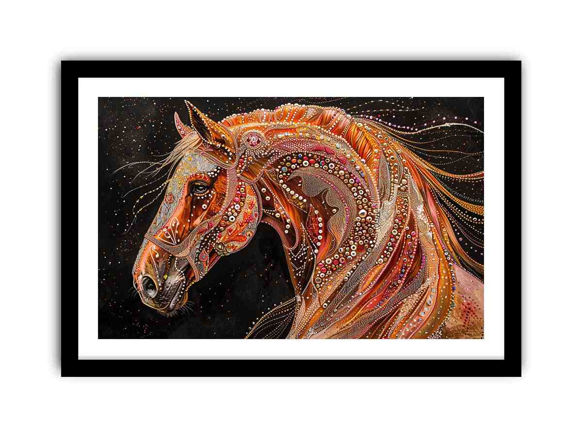 Decorative horse portrait Canvas Print with jeweled details