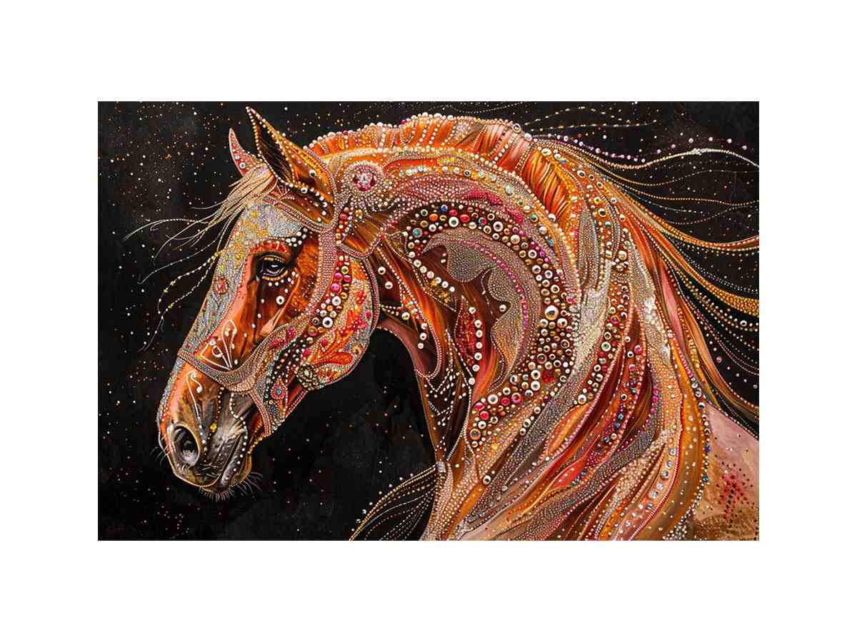 Decorative horse portrait Canvas Print with jeweled details