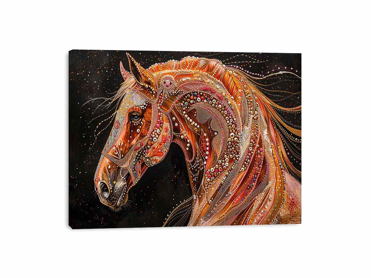 Decorative horse portrait Canvas Print with jeweled details