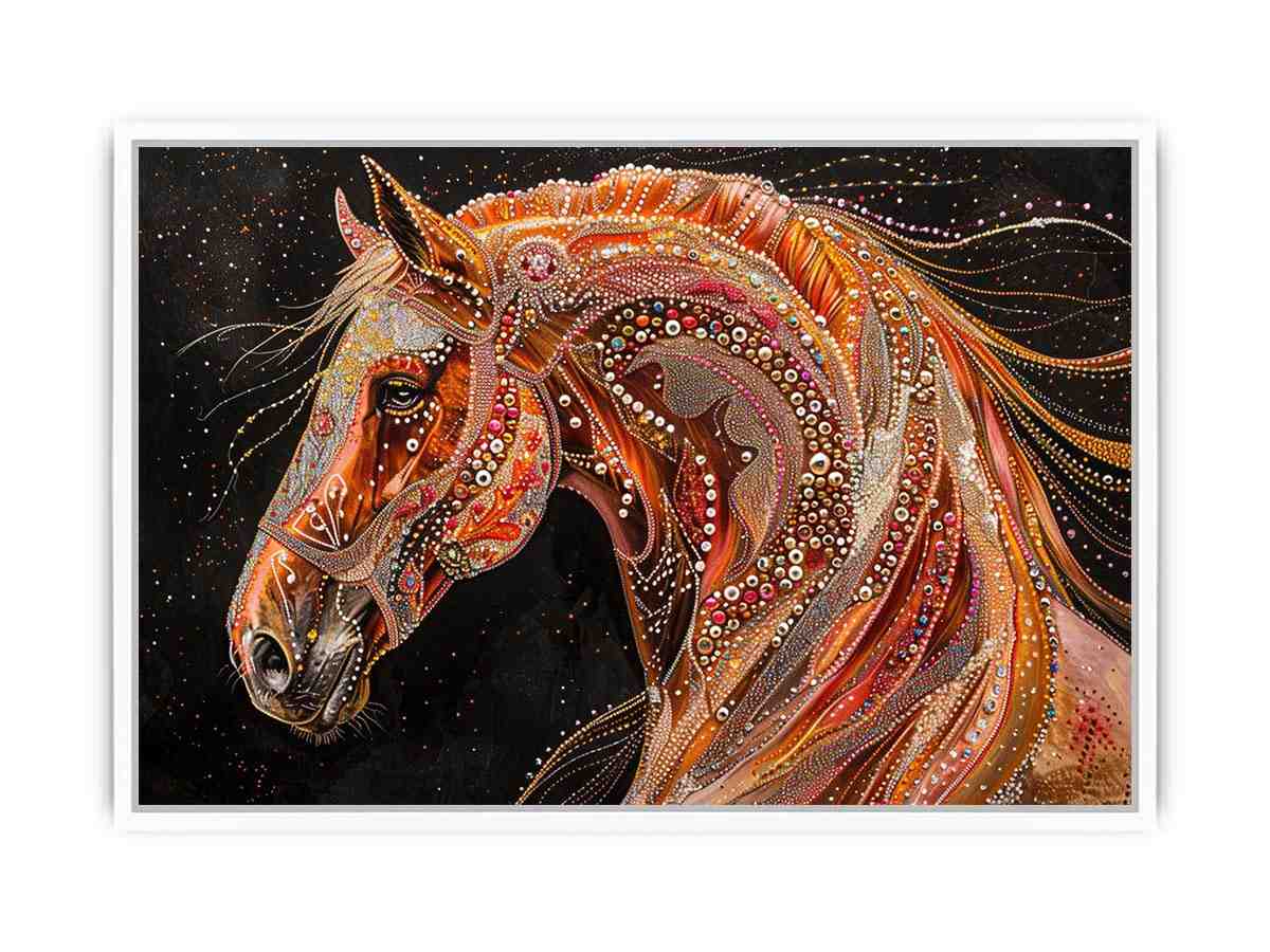 Decorative horse portrait Canvas Print with jeweled details