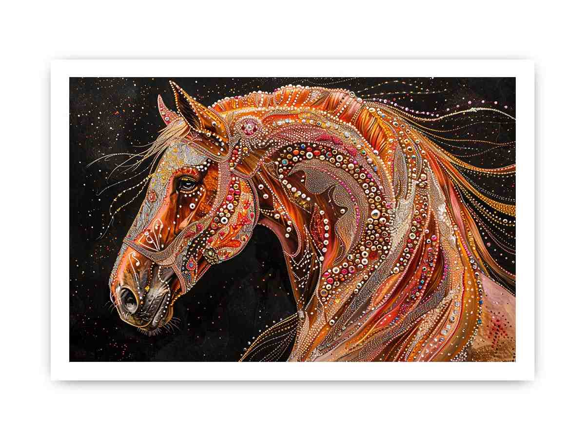 Decorative horse portrait Canvas Print with jeweled details