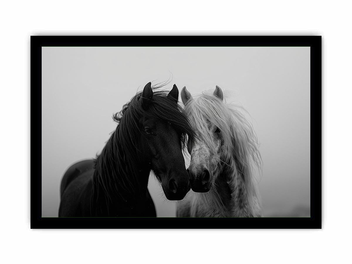 Black and white horse portrait artwork