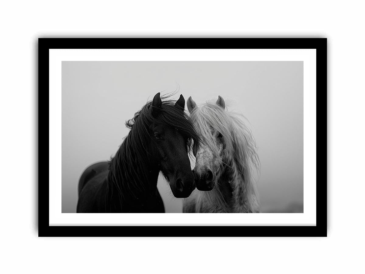 Black and white horse portrait artwork