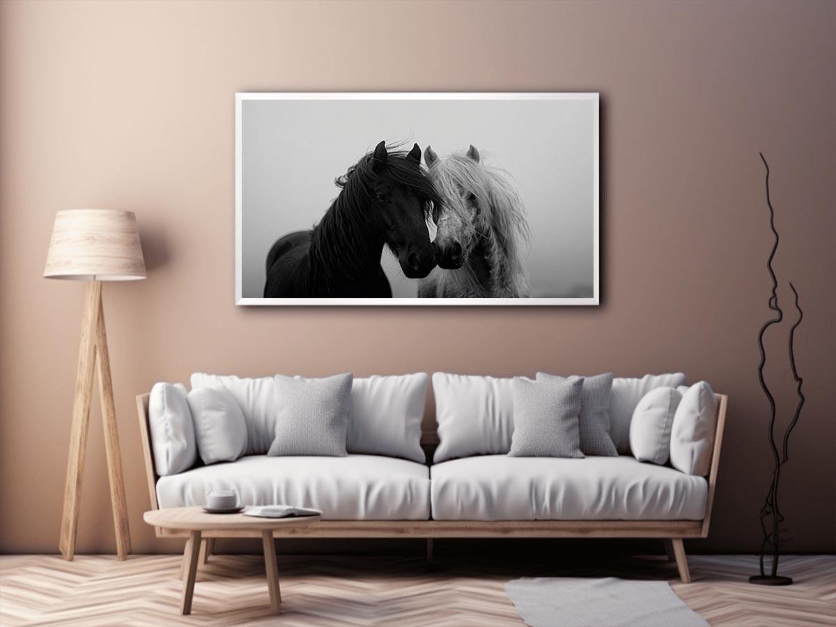 Black and white horse portrait artwork