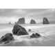 Black and white coastal landscape photography for serene living room decor