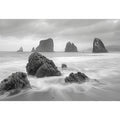 Black and white coastal landscape
