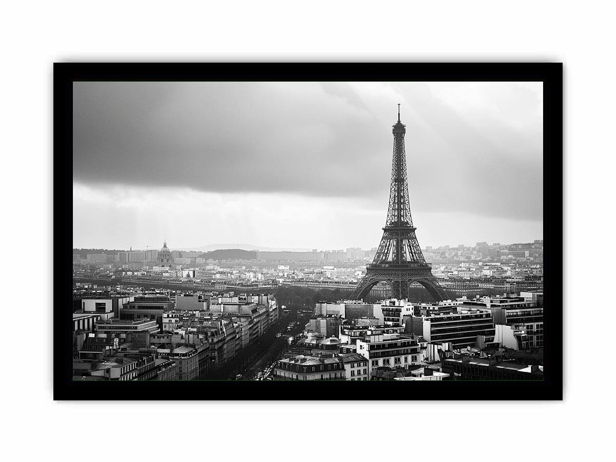 Eiffel Tower black and white cityscape artwork
