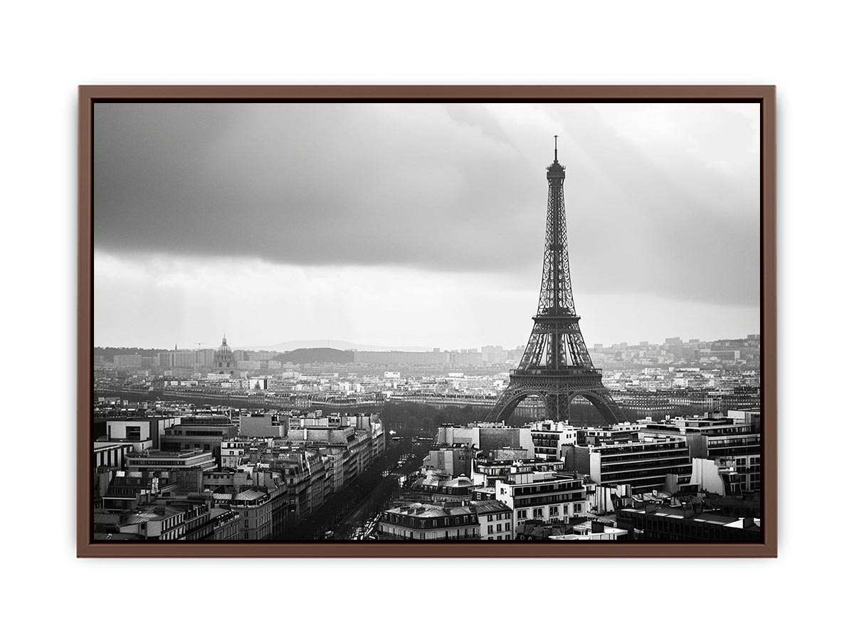 Eiffel Tower black and white cityscape artwork
