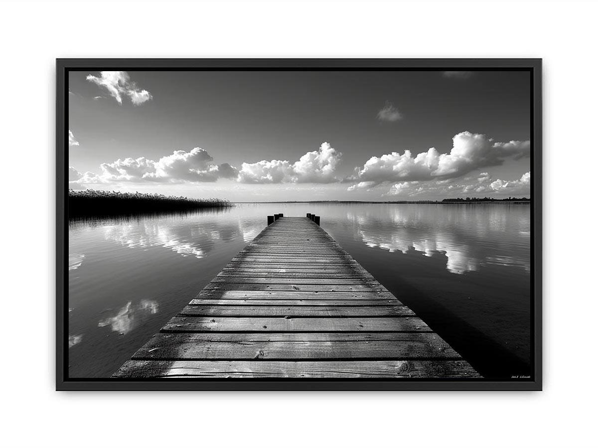 Black and white pier landscape